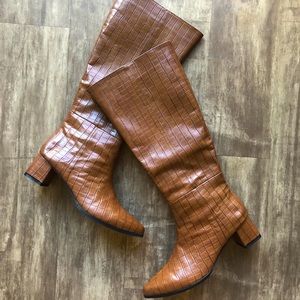 Croc Embossed Heeled Boots Size 9 1/2